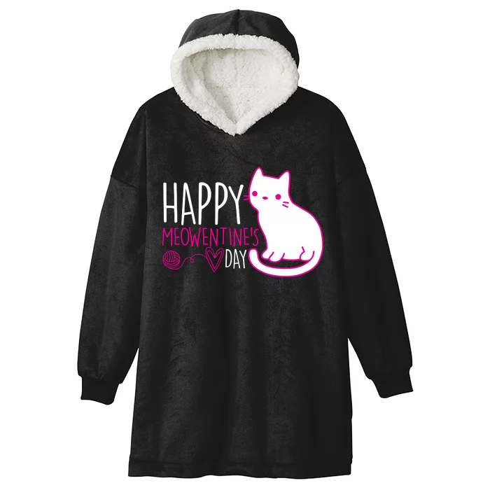 Cute Kitty Cat Valentines Day Meowtines Hooded Wearable Blanket