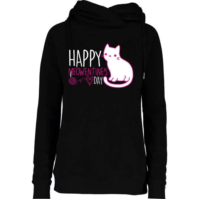 Cute Kitty Cat Valentines Day Meowtines Womens Funnel Neck Pullover Hood