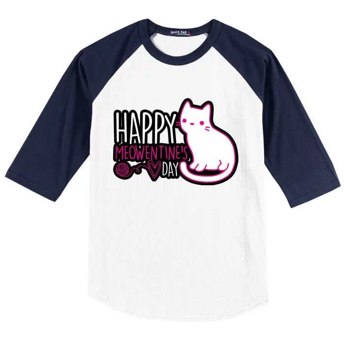 Cute Kitty Cat Valentines Day Meowtines Baseball Sleeve Shirt