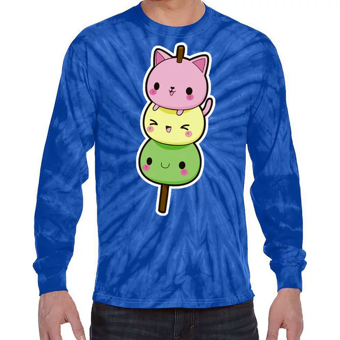 Cute Kitty Dango Ice Cream Cone Tie-Dye Long Sleeve Shirt