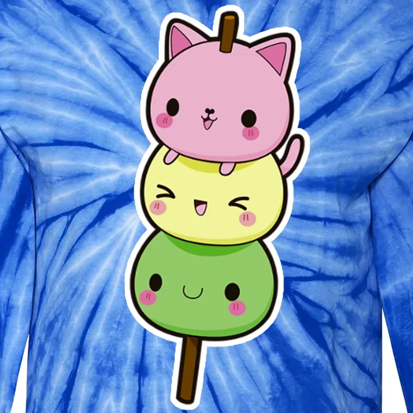 Cute Kitty Dango Ice Cream Cone Tie-Dye Long Sleeve Shirt