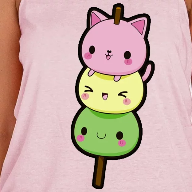 Cute Kitty Dango Ice Cream Cone Women's Knotted Racerback Tank