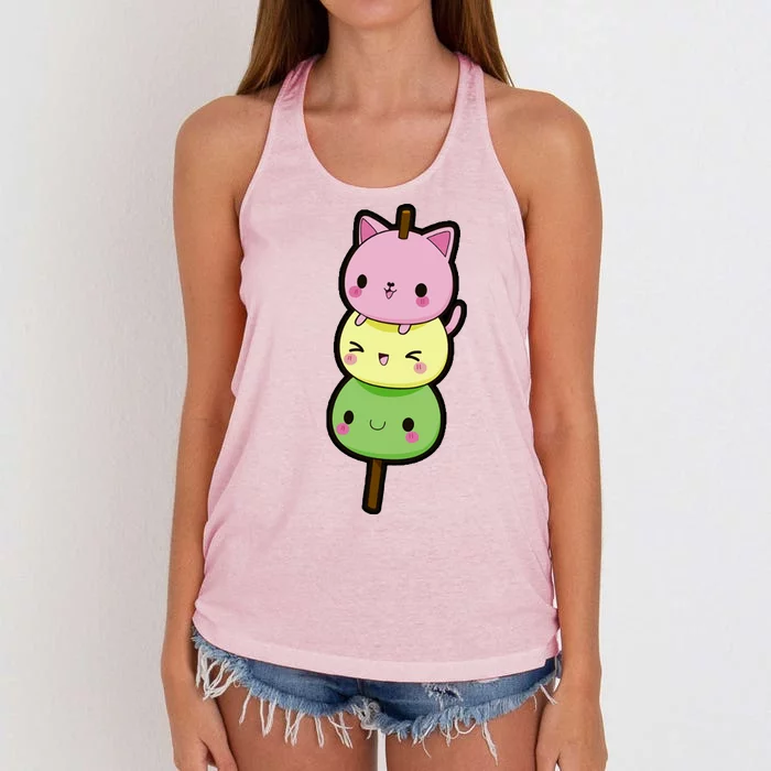 Cute Kitty Dango Ice Cream Cone Women's Knotted Racerback Tank