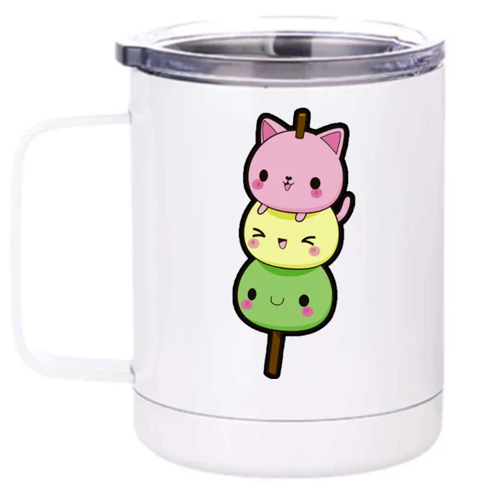 Cute Kitty Dango Ice Cream Cone Front & Back 12oz Stainless Steel Tumbler Cup