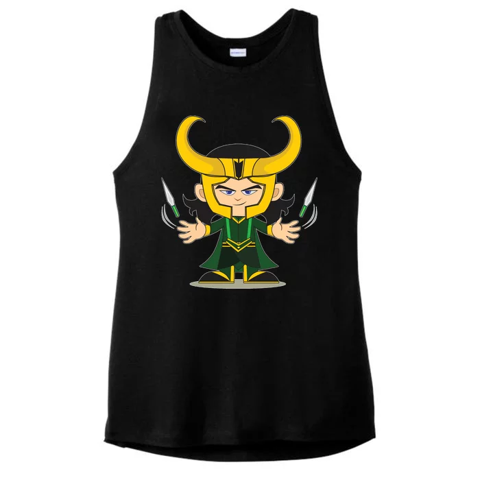 Cute Knives Cartoon Person God of Mischief Ladies Tri-Blend Wicking Tank