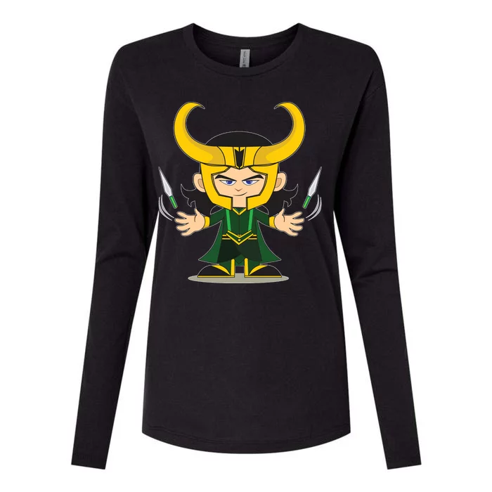 Cute Knives Cartoon Person God of Mischief Womens Cotton Relaxed Long Sleeve T-Shirt