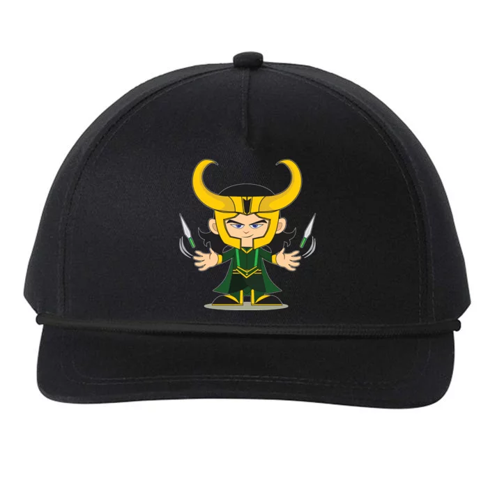 Cute Knives Cartoon Person God of Mischief Snapback Five-Panel Rope Hat