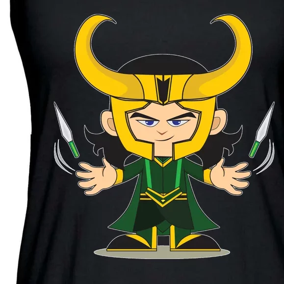 Cute Knives Cartoon Person God of Mischief Ladies Essential Flowy Tank