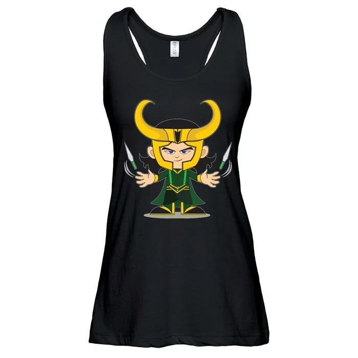 Cute Knives Cartoon Person God of Mischief Ladies Essential Flowy Tank