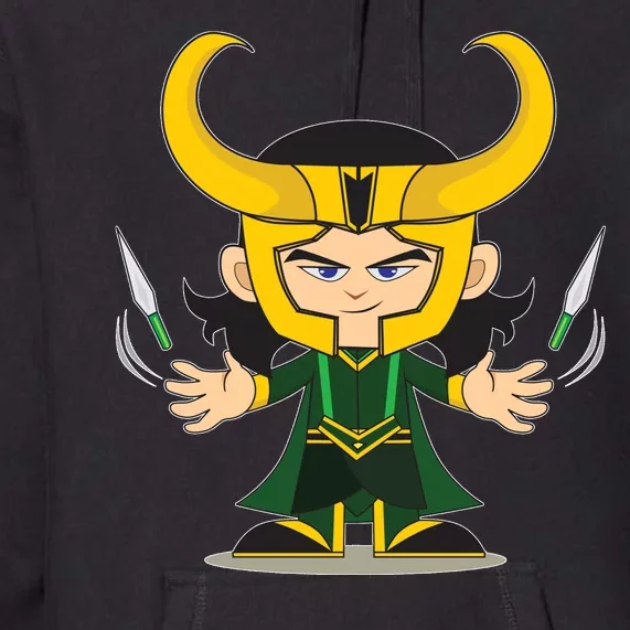 Cute Knives Cartoon Person God of Mischief Premium Hoodie