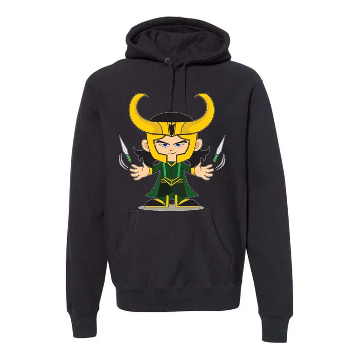 Cute Knives Cartoon Person God of Mischief Premium Hoodie