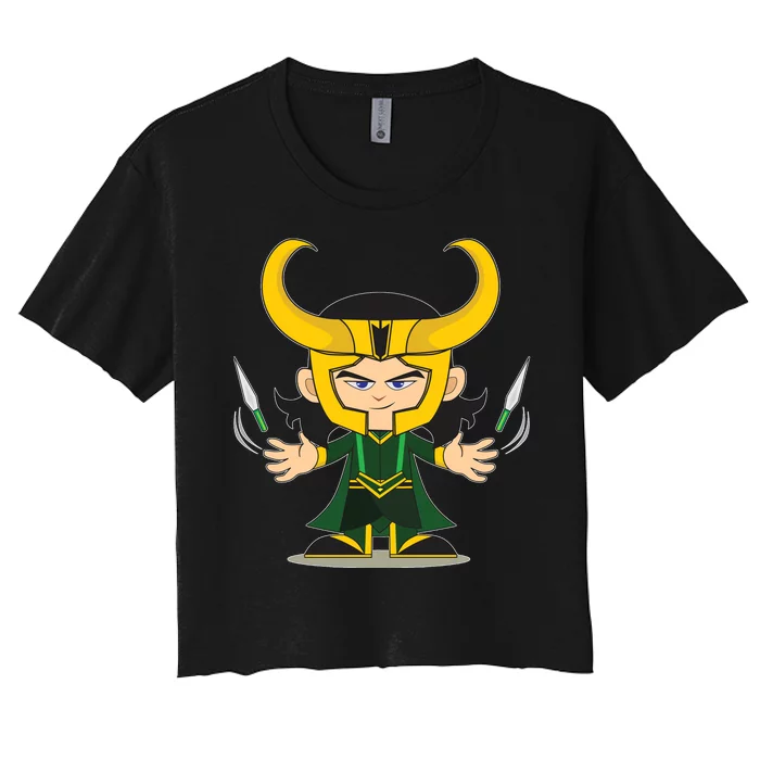 Cute Knives Cartoon Person God of Mischief Women's Crop Top Tee