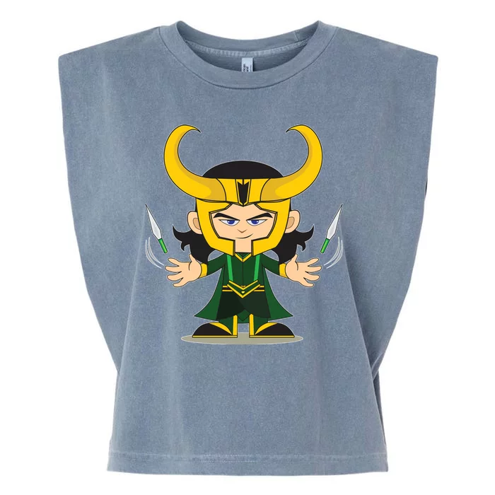 Cute Knives Cartoon Person God of Mischief Garment-Dyed Women's Muscle Tee