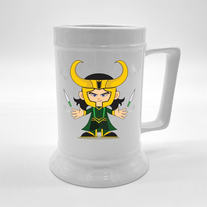 Cute Knives Cartoon Person God of Mischief Front & Back Beer Stein