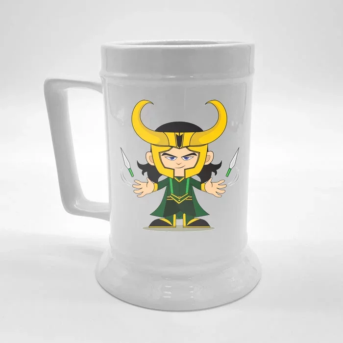 Cute Knives Cartoon Person God of Mischief Front & Back Beer Stein