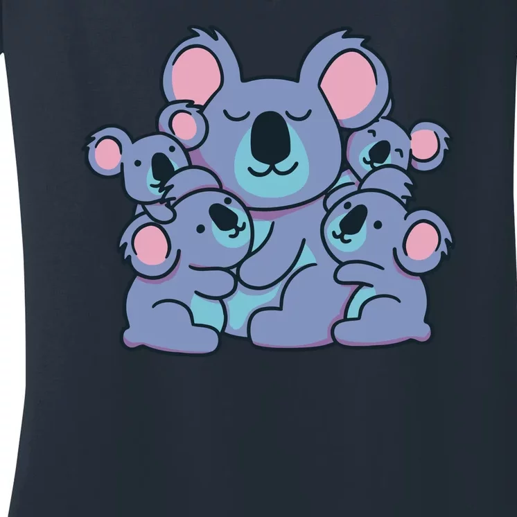 Cute Koala Family Women's V-Neck T-Shirt