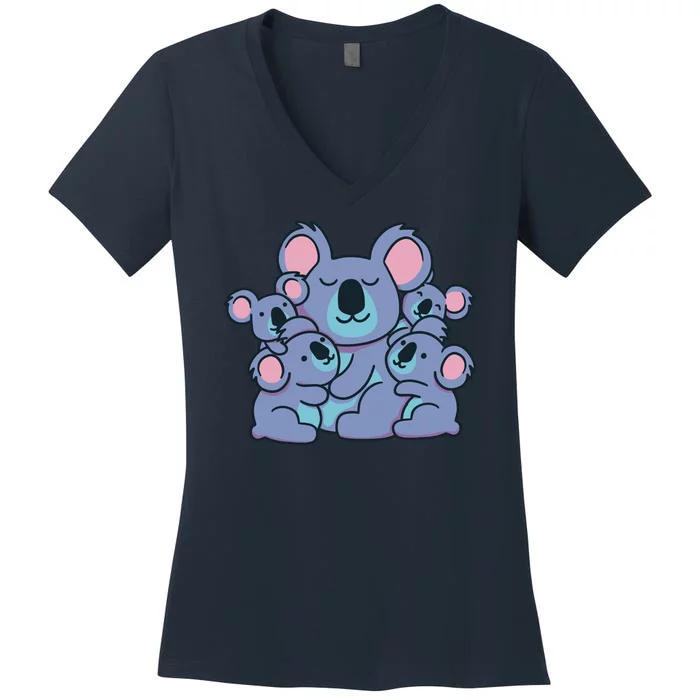 Cute Koala Family Women's V-Neck T-Shirt