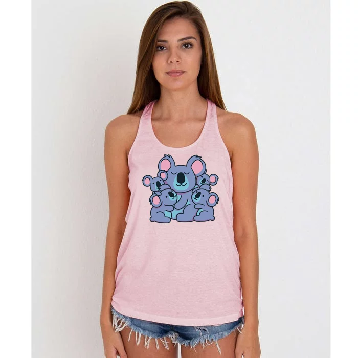 Cute Koala Family Women's Knotted Racerback Tank