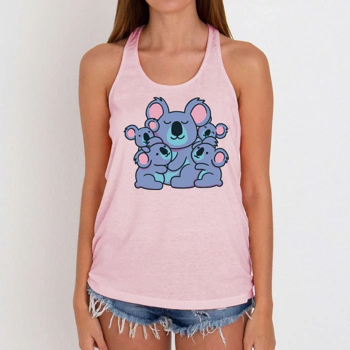 Cute Koala Family Women's Knotted Racerback Tank