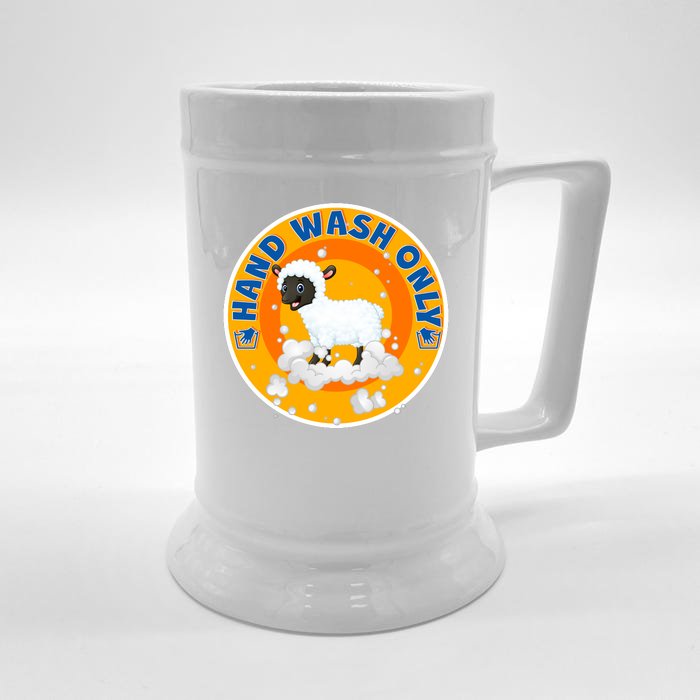 Cute Lamb Sheep Hand Wash Only Front & Back Beer Stein