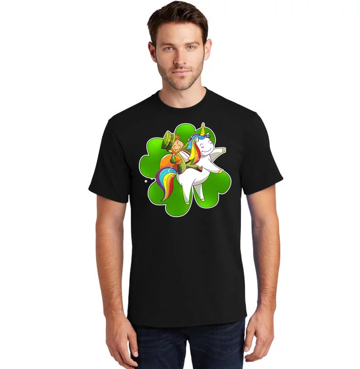 Cute Leprechaun Riding Unicorn Tall T-Shirt