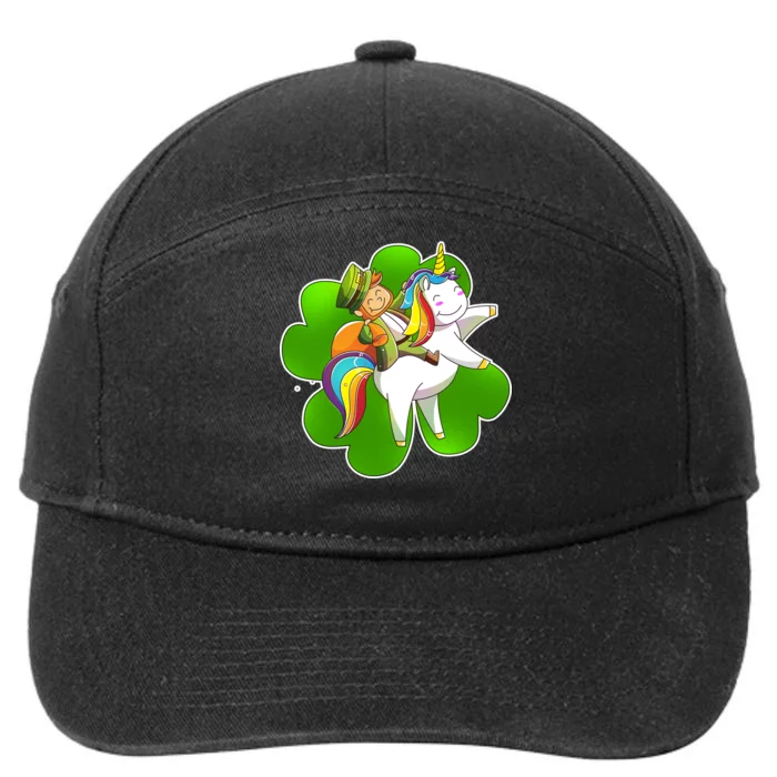 Cute Leprechaun Riding Unicorn 7-Panel Snapback Hat