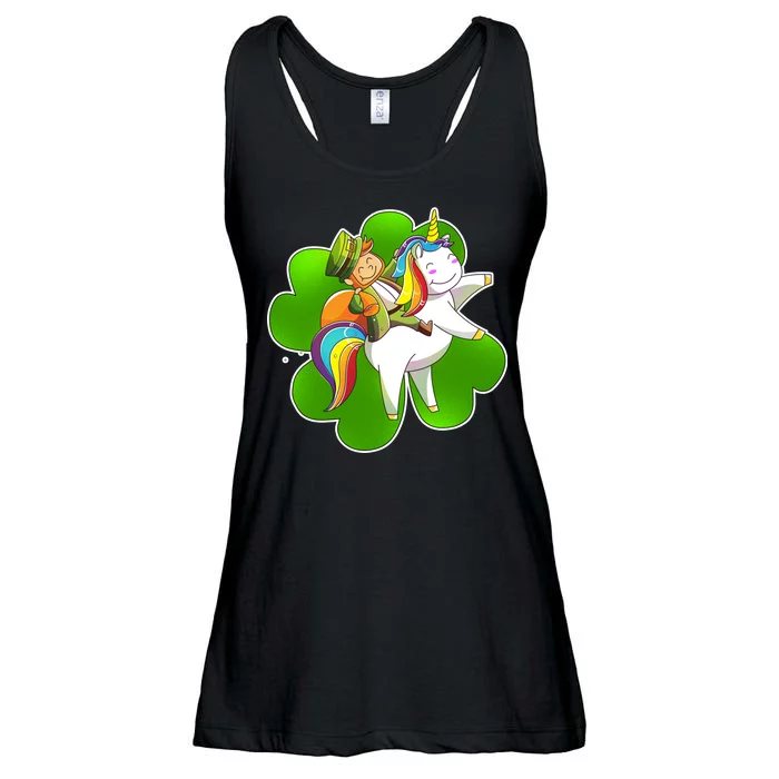 Cute Leprechaun Riding Unicorn Ladies Essential Flowy Tank