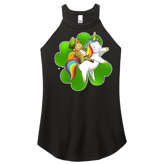 Cute Leprechaun Riding Unicorn Women’s Perfect Tri Rocker Tank