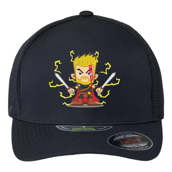 Cute Lightning Cartoon God Of Thunder Flexfit Unipanel Trucker Cap