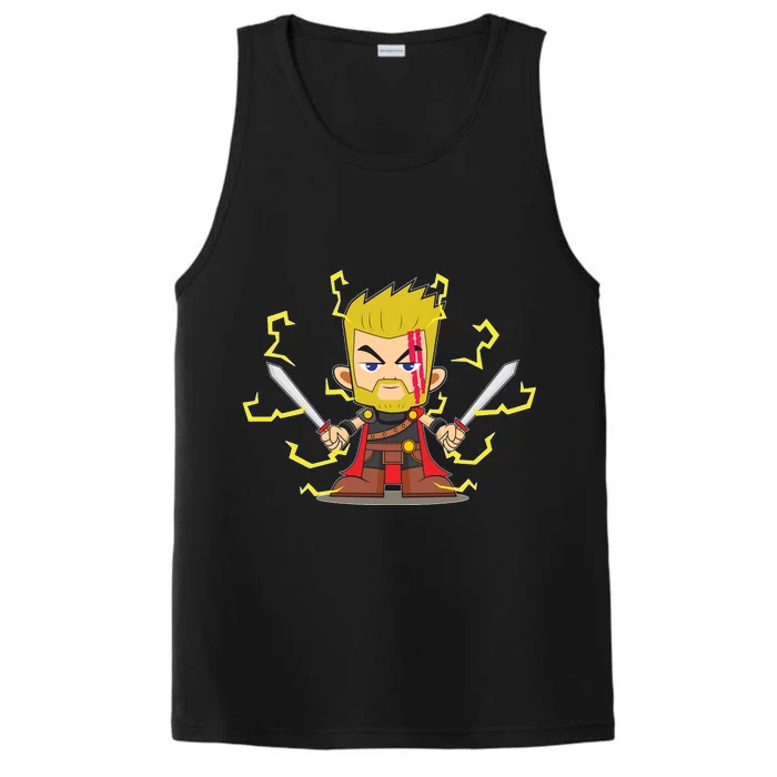 Cute Lightning Cartoon God Of Thunder Performance Tank