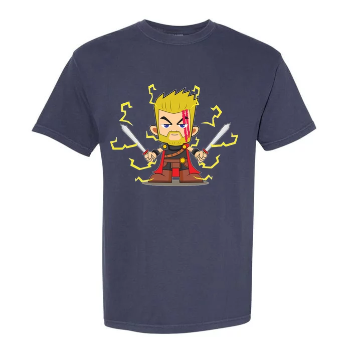 Cute Lightning Cartoon God Of Thunder Garment-Dyed Heavyweight T-Shirt