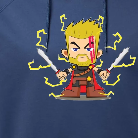 Cute Lightning Cartoon God Of Thunder Performance Fleece Hoodie