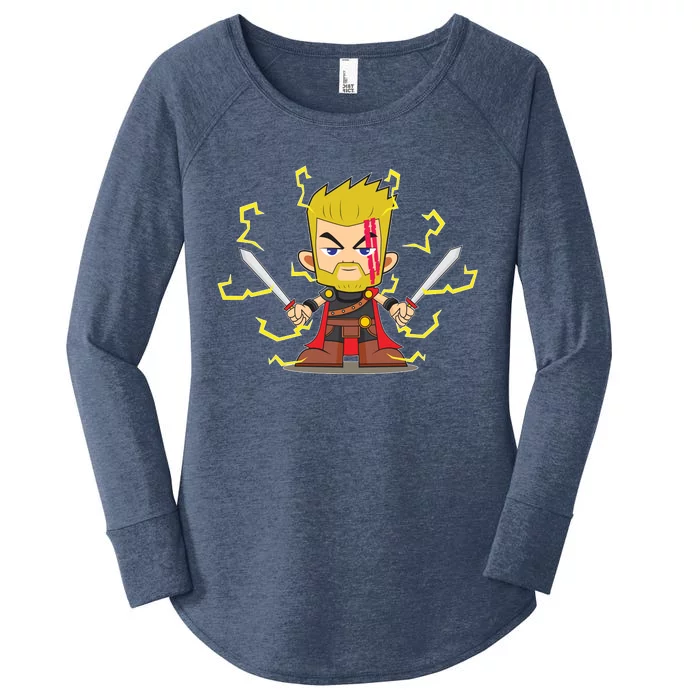 Cute Lightning Cartoon God Of Thunder Women's Perfect Tri Tunic Long Sleeve Shirt