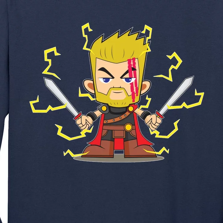 Cute Lightning Cartoon God Of Thunder Tall Long Sleeve T-Shirt