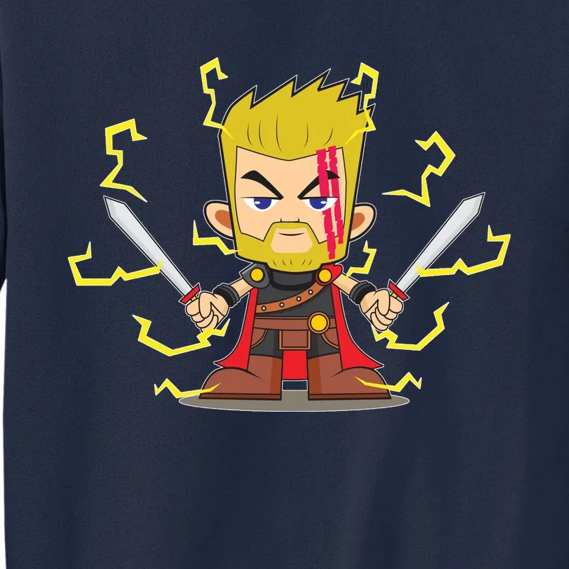 Cute Lightning Cartoon God Of Thunder Tall Sweatshirt