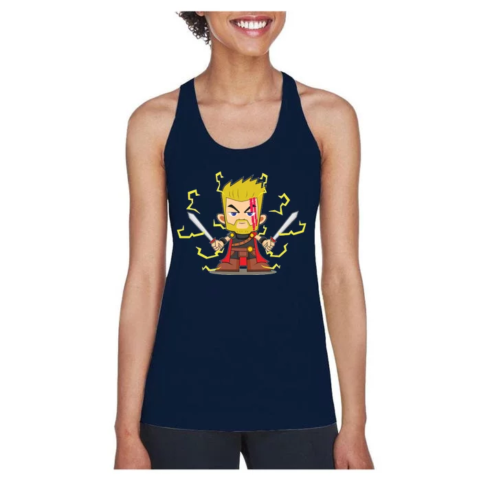 Cute Lightning Cartoon God Of Thunder Women's Racerback Tank