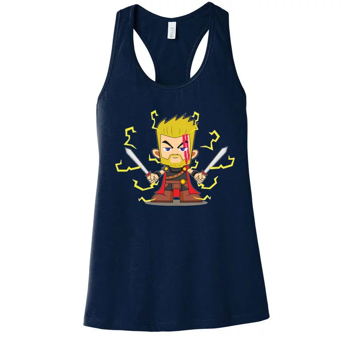 Cute Lightning Cartoon God Of Thunder Women's Racerback Tank