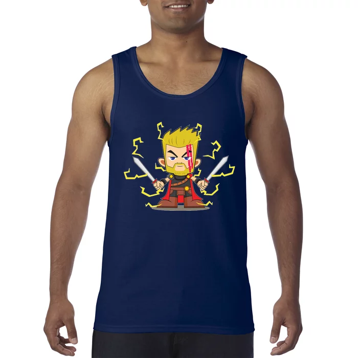 Cute Lightning Cartoon God Of Thunder Tank Top