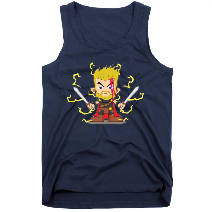 Cute Lightning Cartoon God Of Thunder Tank Top