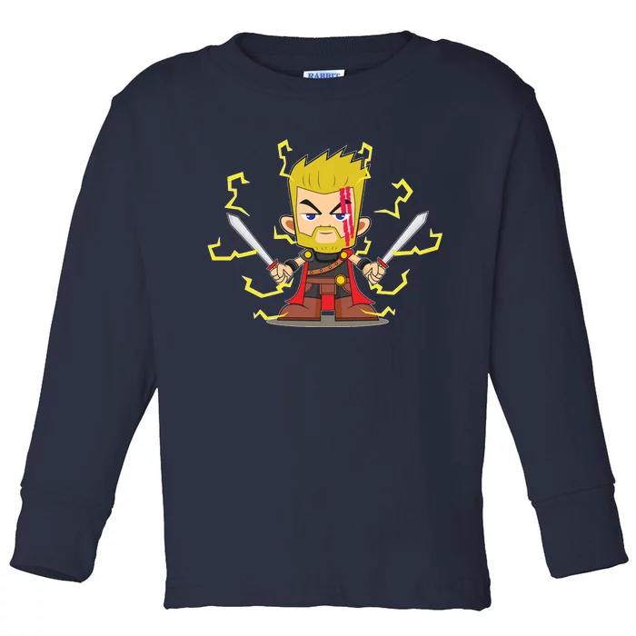 Cute Lightning Cartoon God Of Thunder Toddler Long Sleeve Shirt