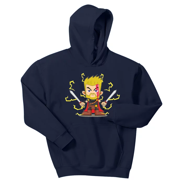 Cute Lightning Cartoon God Of Thunder Kids Hoodie