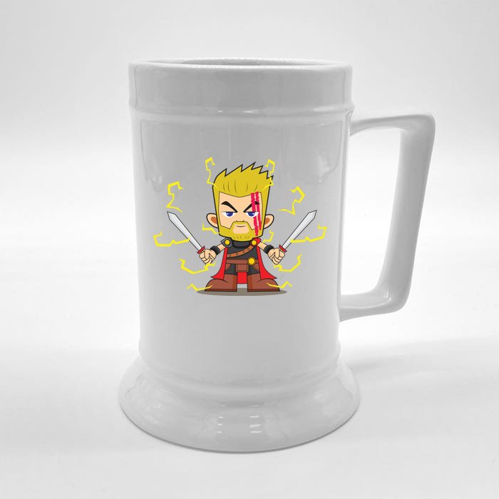 Cute Lightning Cartoon God Of Thunder Front & Back Beer Stein