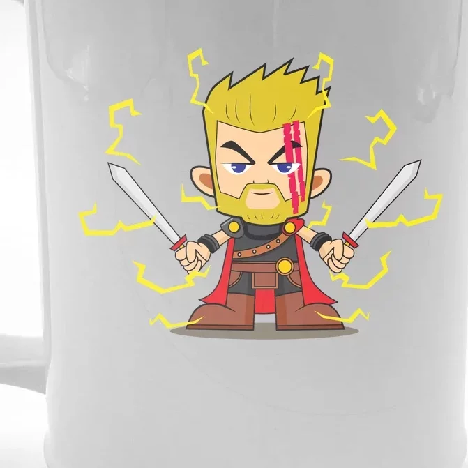 Cute Lightning Cartoon God Of Thunder Front & Back Beer Stein