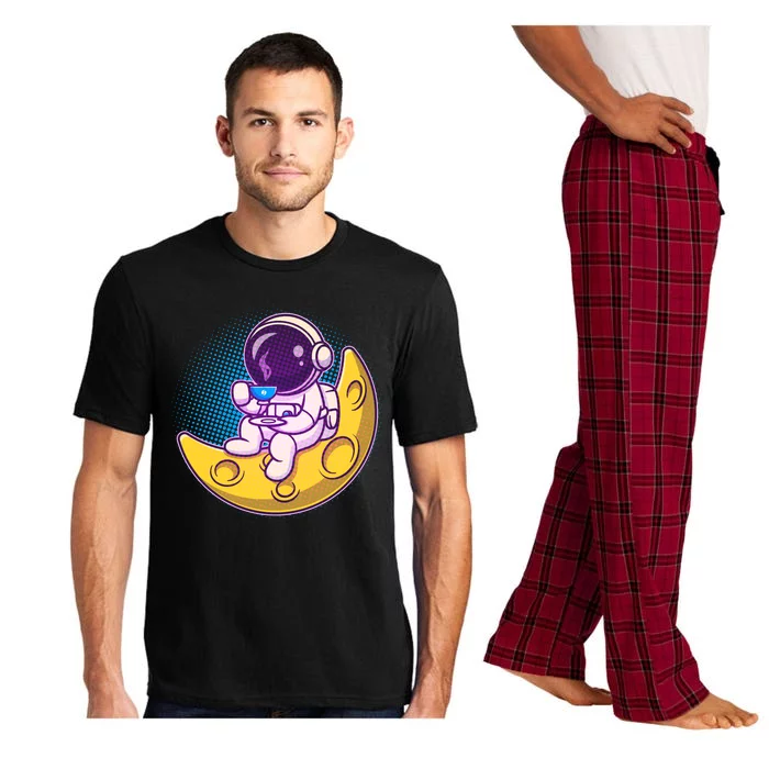 Cute Little Astronaut Drinking Coffee Pajama Set