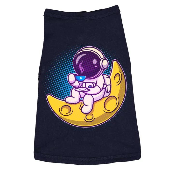 Cute Little Astronaut Drinking Coffee Doggie Tank