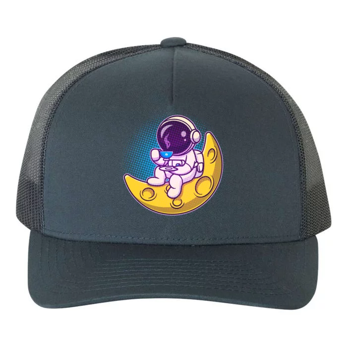 Cute Little Astronaut Drinking Coffee Yupoong Adult 5-Panel Trucker Hat