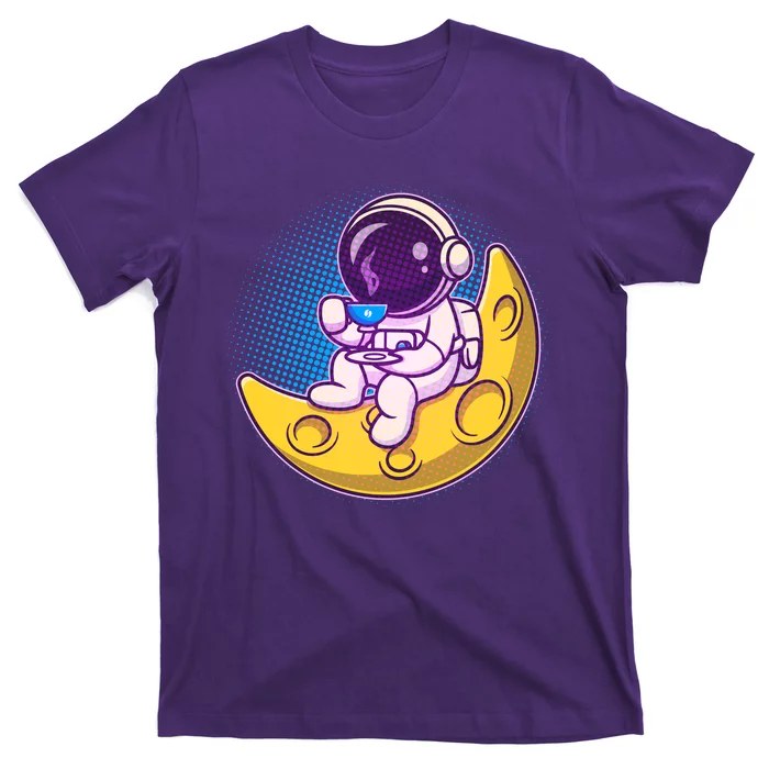 Cute Little Astronaut Drinking Coffee T-Shirt