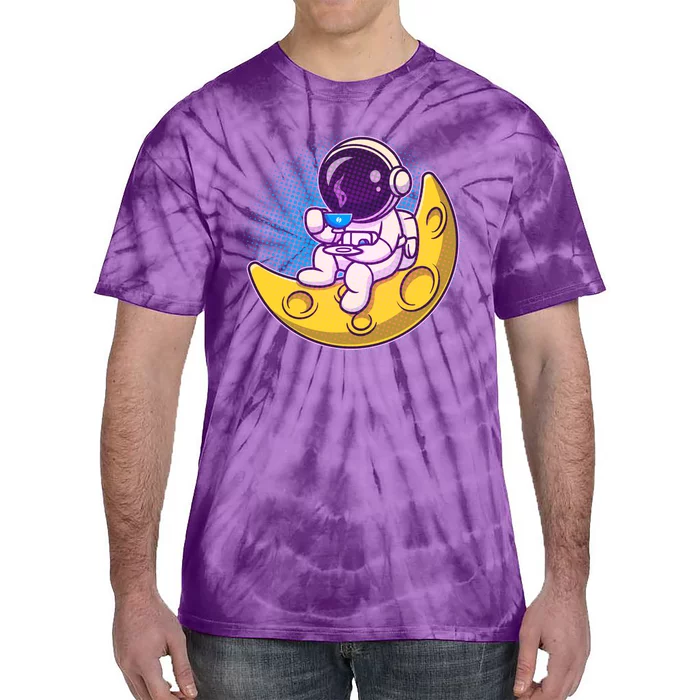 Cute Little Astronaut Drinking Coffee Tie-Dye T-Shirt