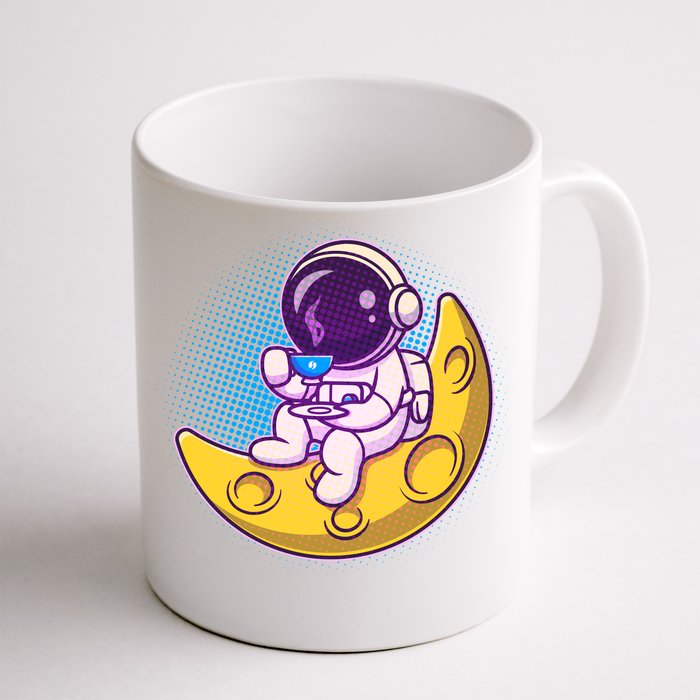 Cute Little Astronaut Drinking Coffee Front & Back Coffee Mug