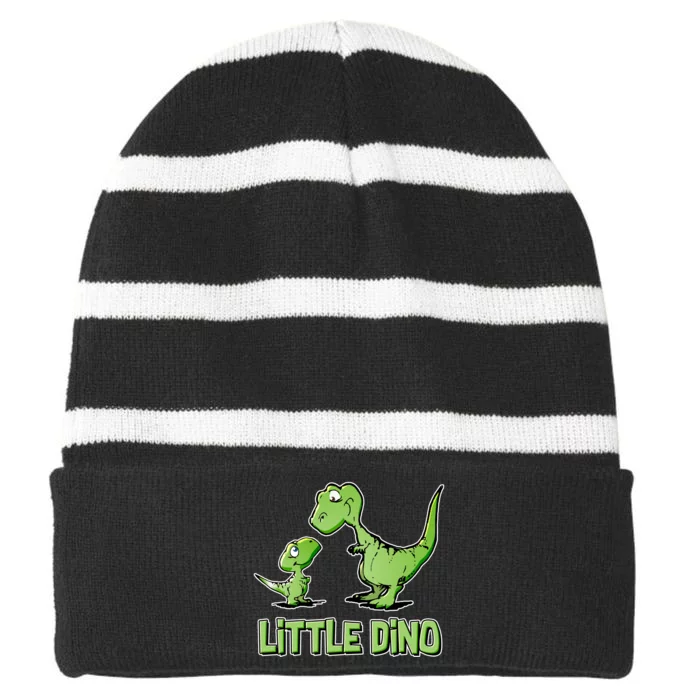 Cute Little Dino Dinosaur Little Younger Sibling Striped Beanie with Solid Band